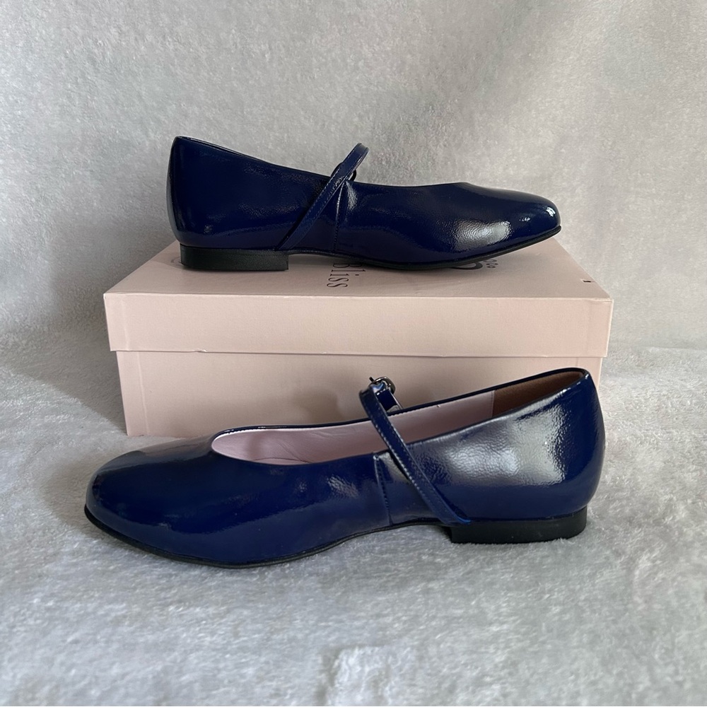 SOLE BLISS London: Navy Patent Leather Ballet Flats Shoes Sz 37.5 (US 6.5) NEW